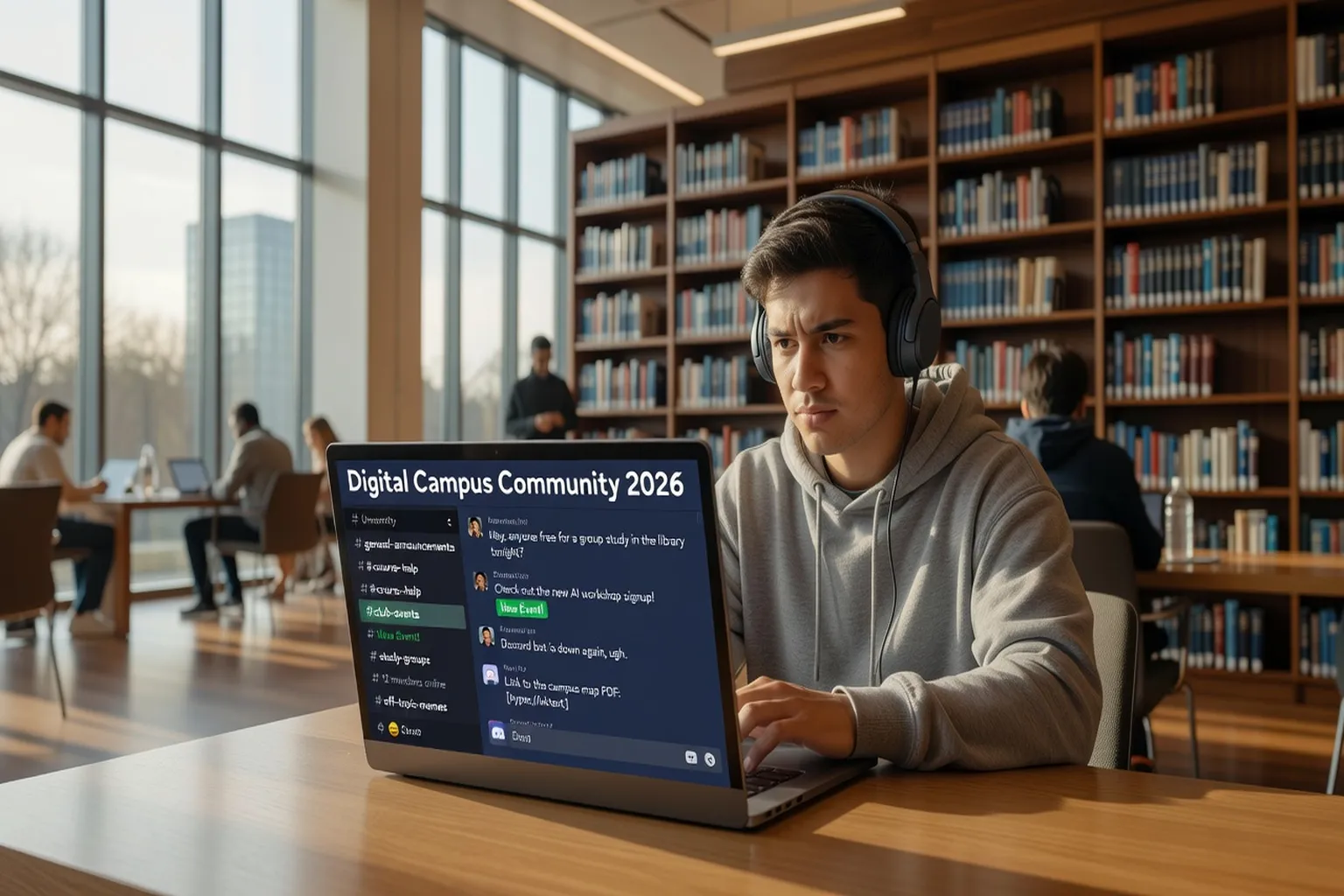 Interface Discord montrant un serveur universitaire avec différents canaux thématiques