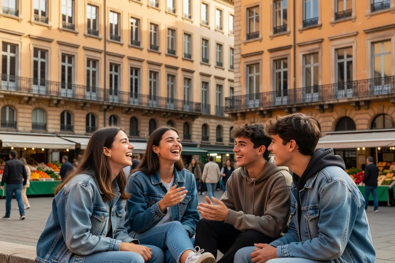 Étudiants dans un quartier étudiant lyonnais en 2026