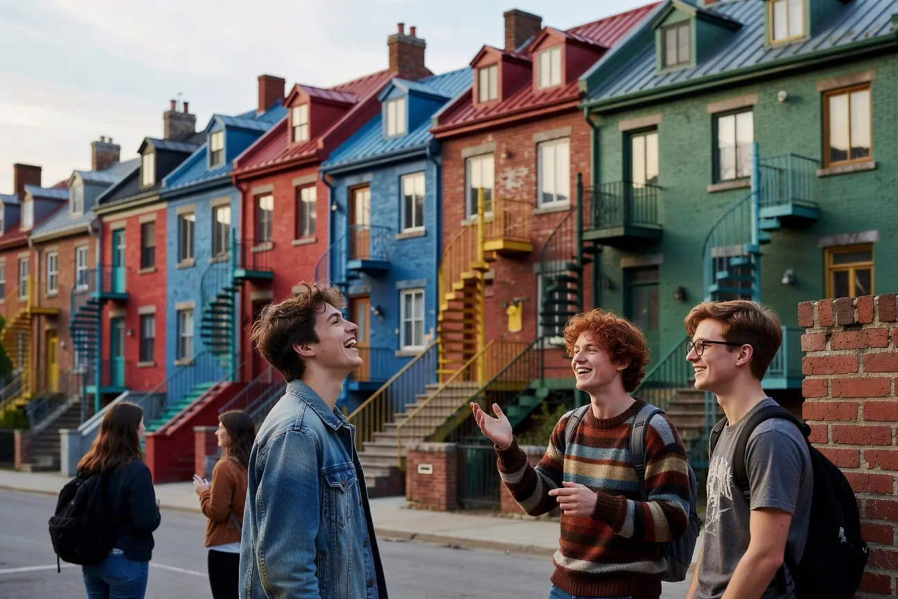 Étudiants dans un quartier étudiant de Montréal en 2026