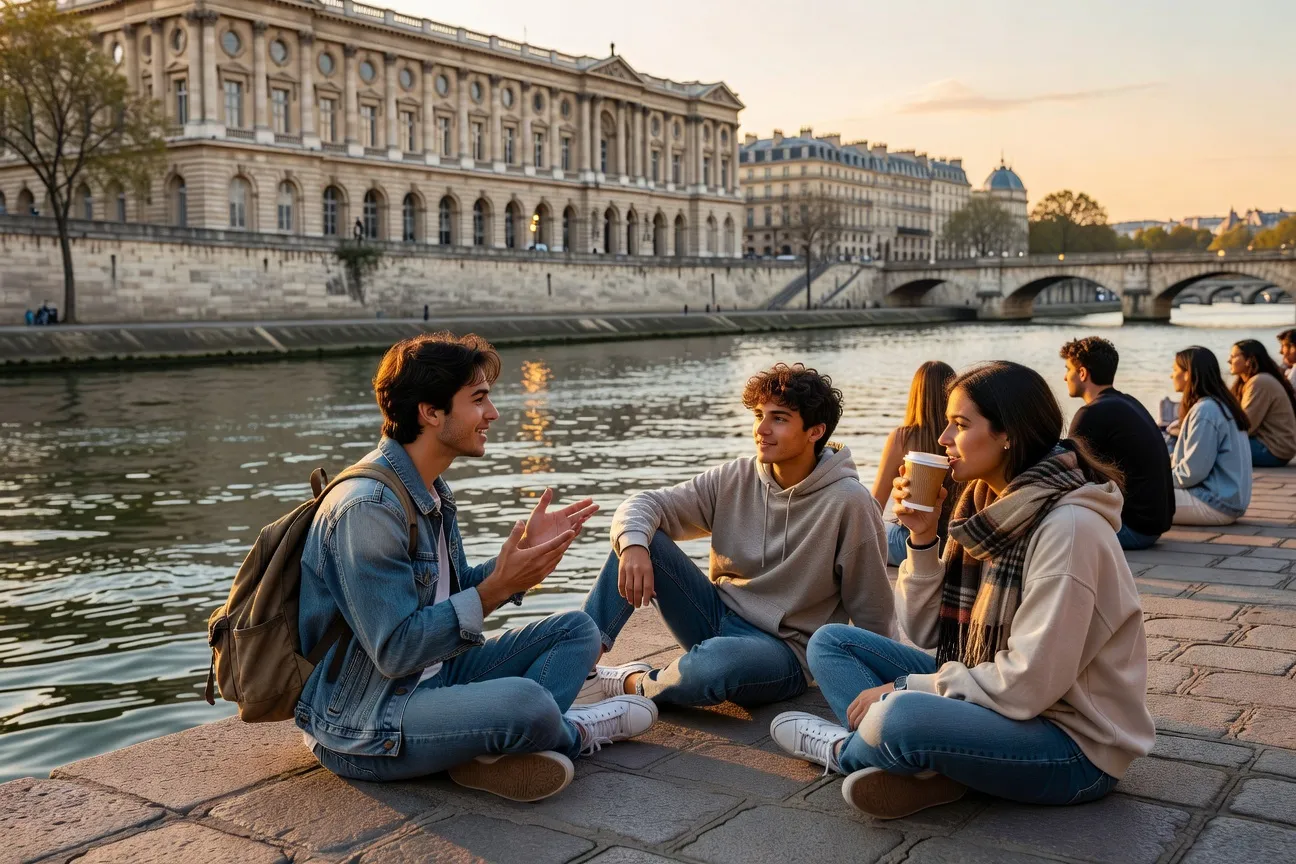 Étudiants se retrouvant sur un campus parisien en 2026